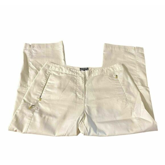 Adidas Women's Ivory Sz 8 Capri Pant Golf Club Slim Fit Stretch Pockets Chino - Picture 1 of 11
